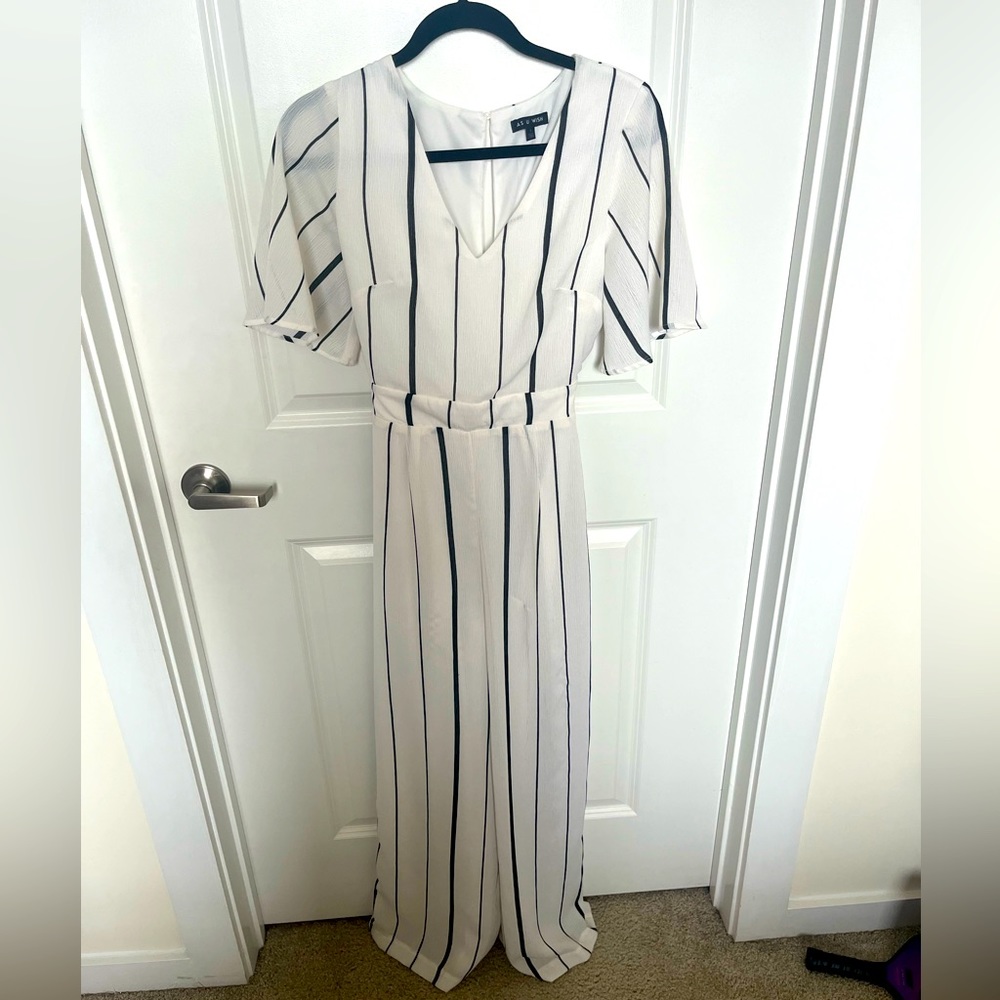 White and black stripes jumpsuit